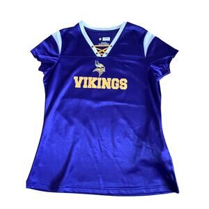 NFL Minnesota Vikings Jersey Shirt Tie V-Neck Top Cap Sleeves Women's Size Small